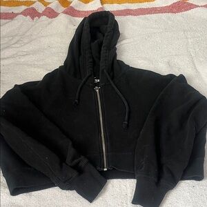 Hollister Black Zip-Up Hoodie Cropped